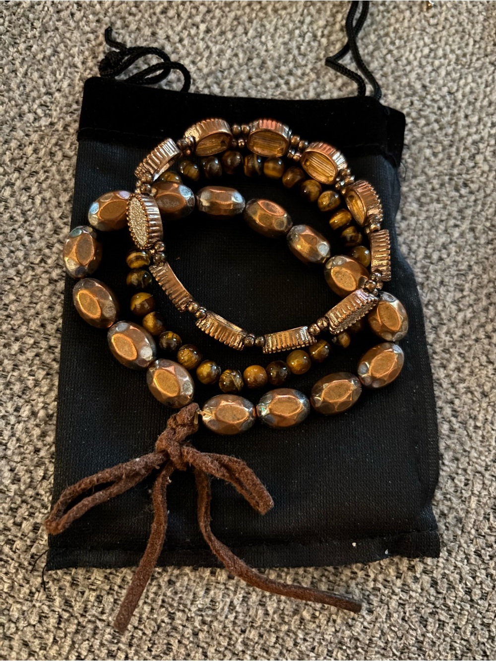 Fashion Jewelry Brown and Bronze Beaded Bracelet Set